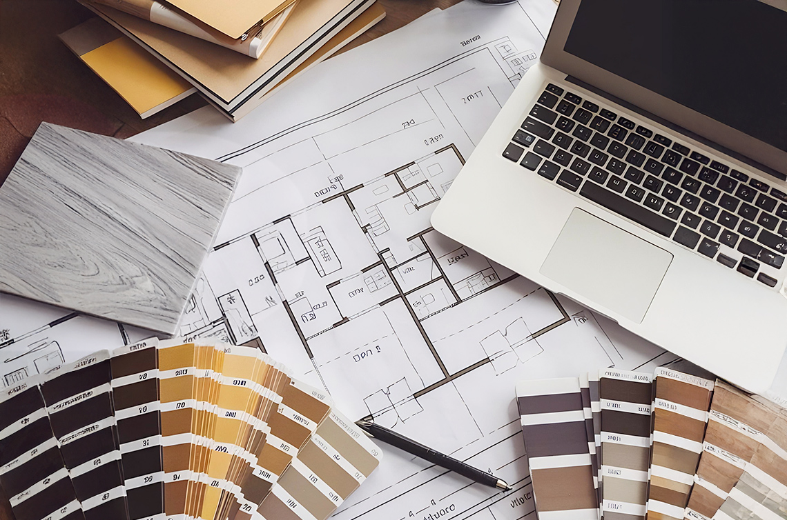 image principale qui montre la planification pour une nouvelle cuisine.